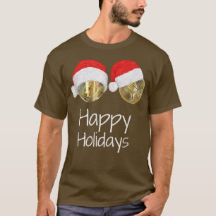 Cryptocurrencies Bitcoin Ethereum Santa Hat HAPPY  T-Shirt