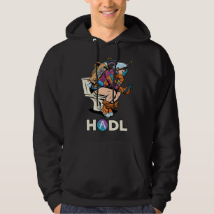 Cryptocurrency Aave HODL Space Man On Toilet Merch Hoodie