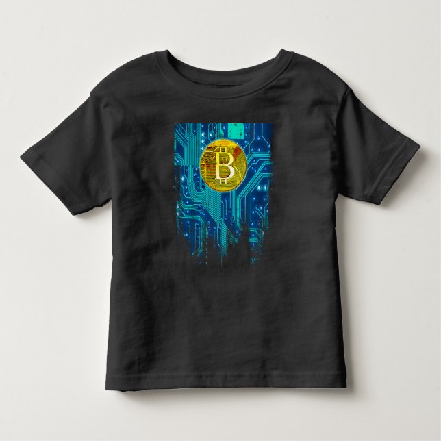 Cryptocurrency Bitcoin and Circuit Board  Toddler T-Shirt (Front)