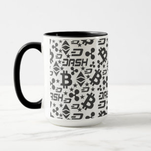 Cryptocurrency Black and White Pattern Mug