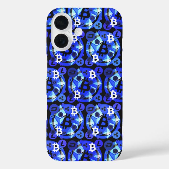 Cryptocurrency Blue Digital Money Pattern Case-Mate iPhone Case (Back)