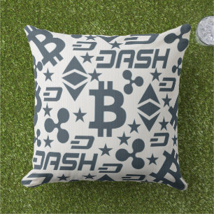 Cryptocurrency Blue Money Pattern Cushion