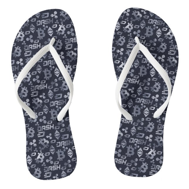 Cryptocurrency Blue Money Pattern Jandals (Footbed)