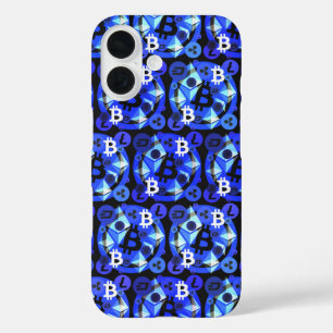 Cryptocurrency Blue Pattern iPhone 16 Case