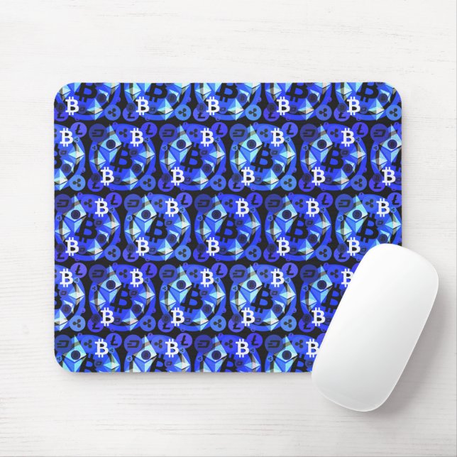 Cryptocurrency Blue Pattern Mouse Pad (With Mouse)