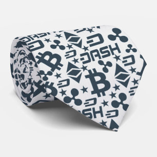 Cryptocurrency Blue & White Pattern Neck Tie