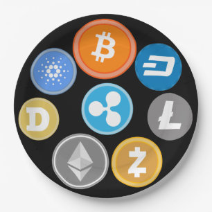CRYPTOCURRENCY COINS PAPER PLATE