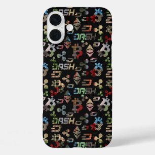 Cryptocurrency Colourful Digital Money Pattern iPhone 16 Plus Case