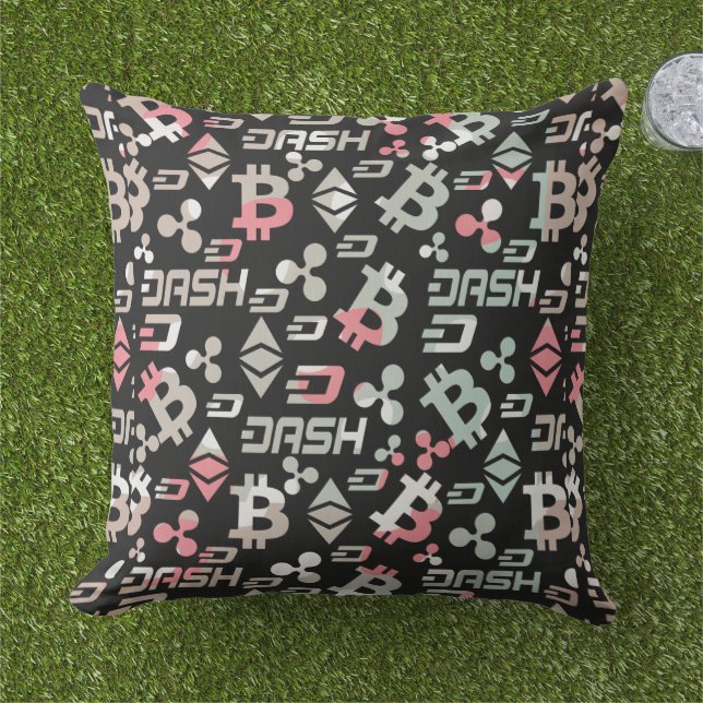 Cryptocurrency Colourful Money Pattern Cushion (Grass)