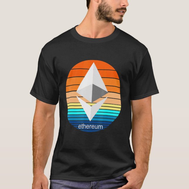 Cryptocurrency Ether Blockchain Etereum Retro Suns T-Shirt (Front)