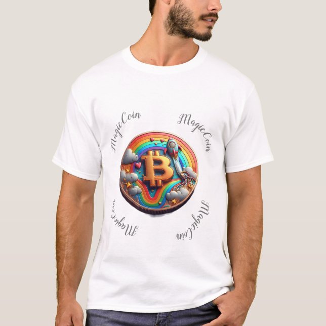 Cryptocurrency funny white t-shirt. T-Shirt (Front)