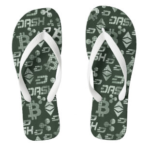 Cryptocurrency Green Pattern Jandals