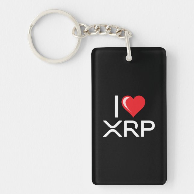 Cryptocurrency I Love XRP Crypto Quote Cute Heart Key Ring (Front)