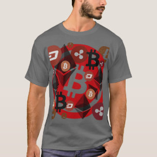 Cryptocurrency Red Black Money Pattern T-Shirt