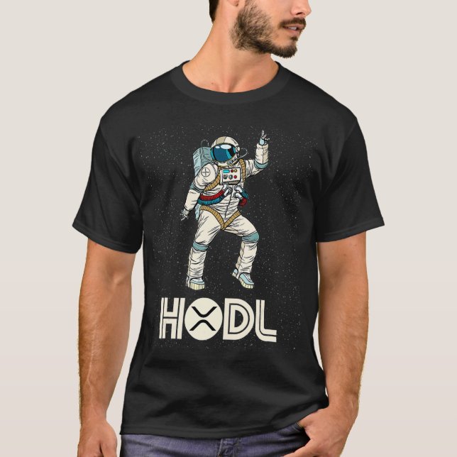 Cryptocurrency Talk XRP  Fun HODL XRP Disco Moon T-Shirt (Front)