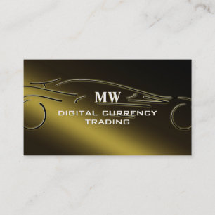 Cryptocurrency Trader, gold sports car logo Business Card