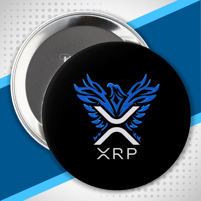 Cryptocurrency XRP Crypto Logo Blue Rising Phoenix 10 Cm Round Badge (Creator Uploaded)
