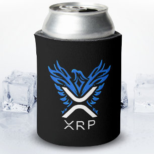 Cryptocurrency XRP Crypto Logo Blue Rising Phoenix Can Cooler