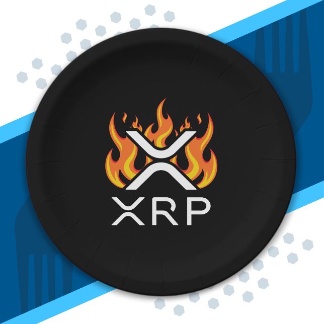Cryptocurrency XRP Crypto Orange Flames Fire Melt Paper Plate (Creator Uploaded)