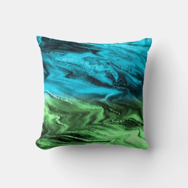 Crystal abstract pattern in blue and green colours cushion (Front)