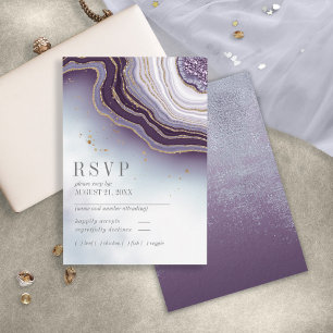 Crystal Agate Wedding Amethyst ID825 RSVP Card