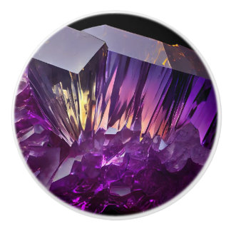 Crystal Amethyst Jewel Ceramic Knob