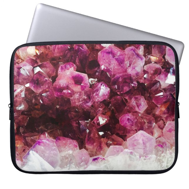 Crystal amethyst purple mineral laptop sleeve (Front)