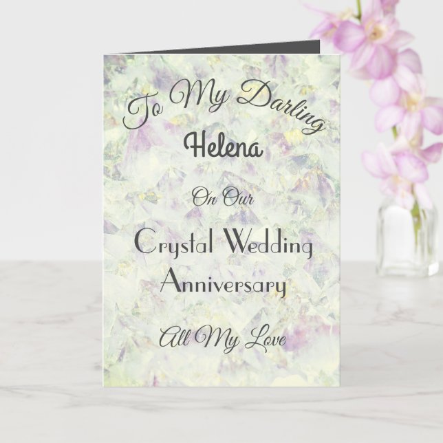 Crystal Anniversary Wife Greeting Card (Orchid)