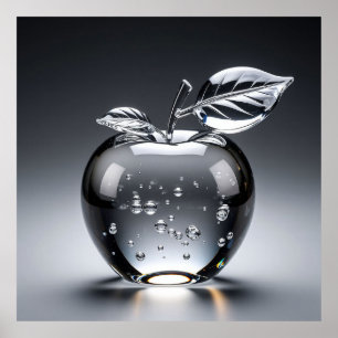 Crystal Apple Figurine with Clear Design Poster
