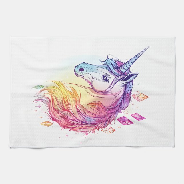 Crystal Aura Unicorn (1) Tea Towel (Horizontal)