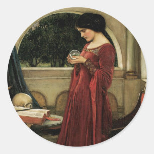 Crystal Ball by John William Waterhouse Classic Round Sticker