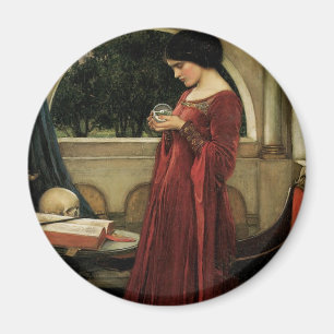Crystal Ball by Waterhouse, Vintage Victorian Art Magnet
