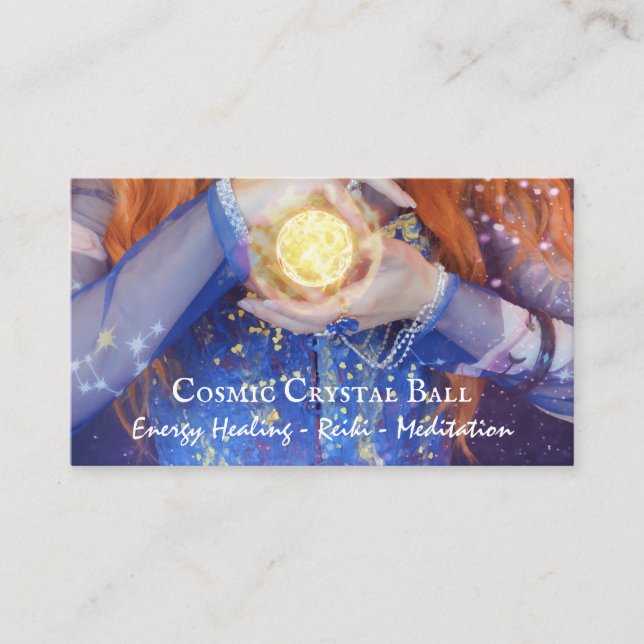 Crystal ball Energy Healing Reiki Meditation Business Card (Front)