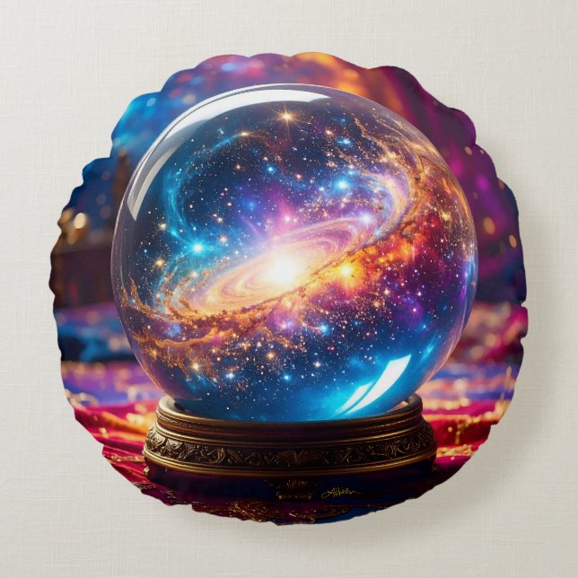 Crystal Ball - I See A Cosmic Event In Your Future Round Cushion (Front)