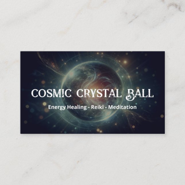 Crystal Ball Psychic Medium Tarot Reader Black Business Card (Front)