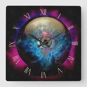 Crystal ball with eye square wall clock