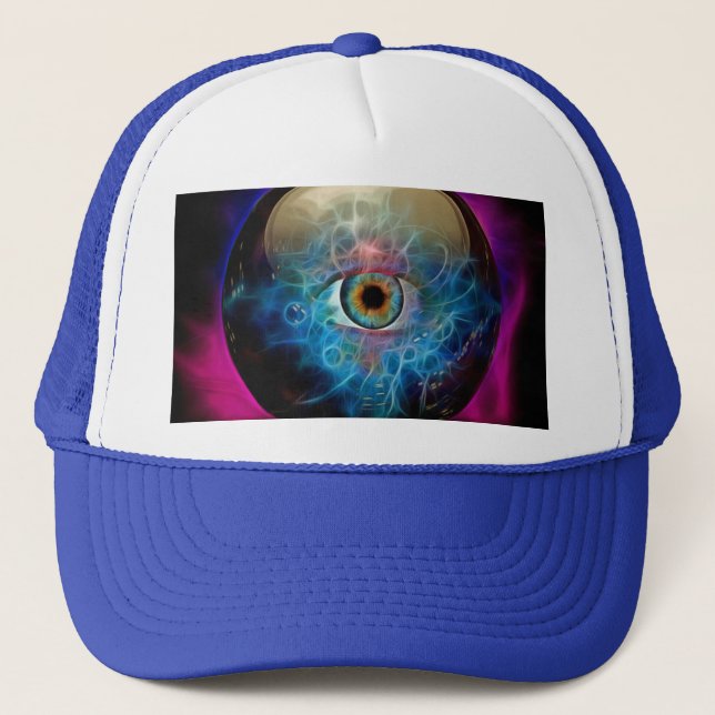 Crystal ball with eye trucker hat (Front)