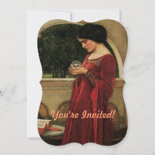 Crystal Ball Woman Waterhouse Painting Invitation