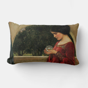 Crystal Ball Woman Waterhouse Painting Lumbar Cushion