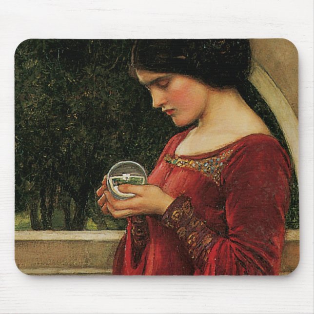 Crystal Ball Woman Waterhouse Painting Mouse Pad (Front)