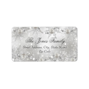 Crystal Bauble Snowflake Christmas Address Labels