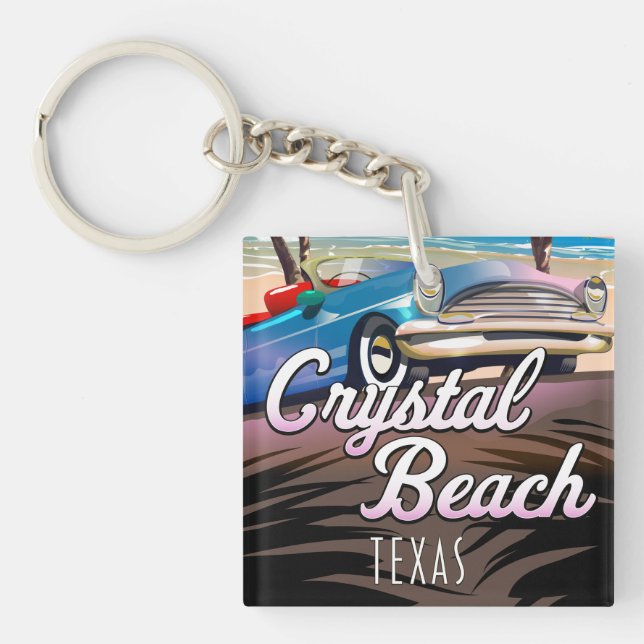 Crystal Beach Texas travel poster Key Ring (Front)