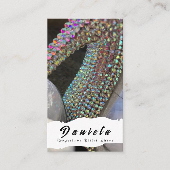 Crystal Bikini Fitness Competition Shoes Women Business Card (Front)