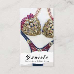 Crystal Bikini Fitness Competition Suits Women Bus Business Card