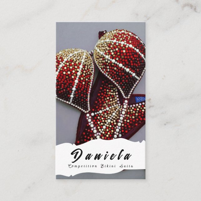 Crystal Bikini Fitness Competition Suits Women Bus Business Card (Front)