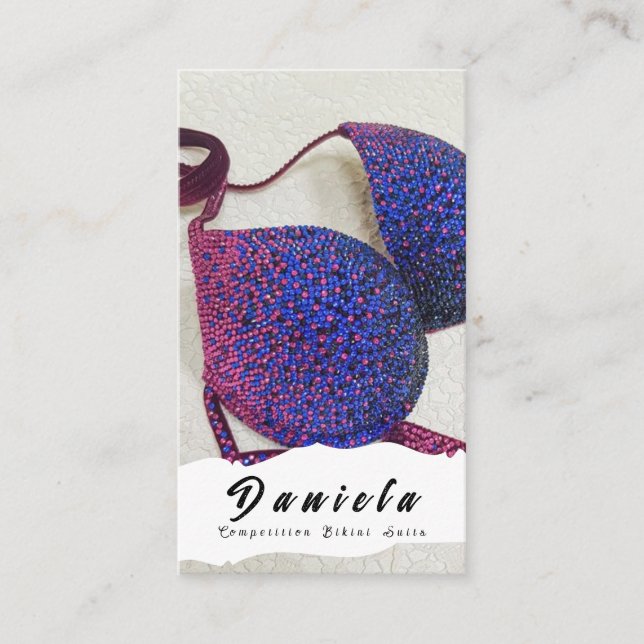 Crystal Bikini Fitness Competition Suits Women Business Card (Front)