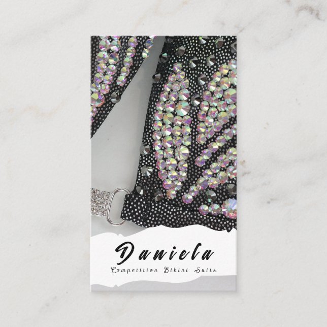 Crystal Bikini Fitness Competition Suits Women Business Card (Front)