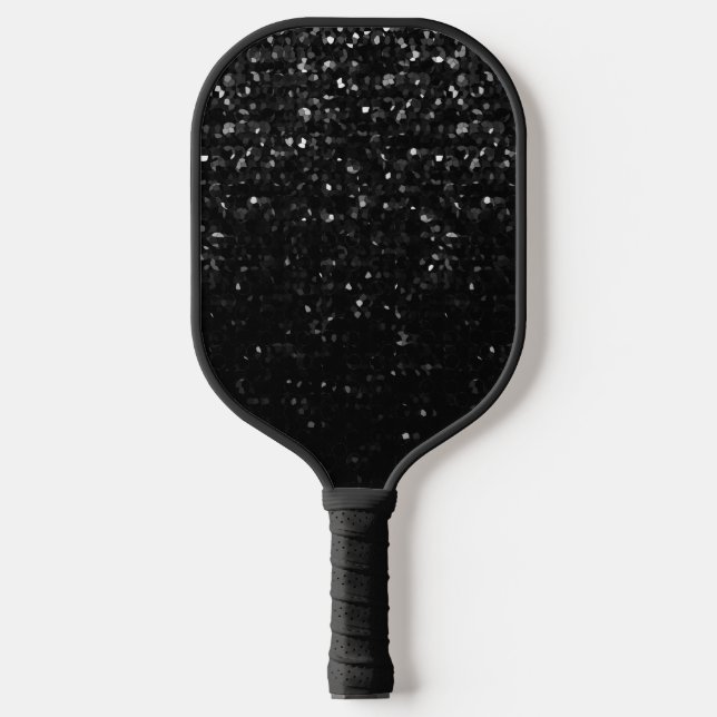 Crystal Black Bling Strass Pickleball Paddle  (Front)