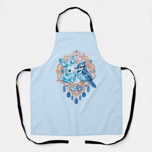 Crystal Blue Bunny and Blue Jay Heart Apron