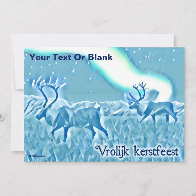Crystal Blue Caribou - Vrolijk kerstfeest Invitation (Front)